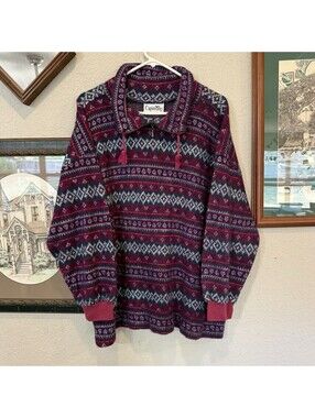 Vintage 80s/90s Colorful Capistrano 1/4 Zip Aztec Sweater Size Mens XL